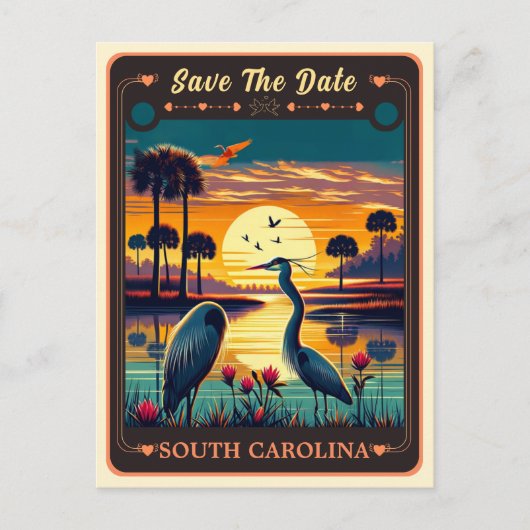 Save the date | South Carolina Invitation Briefkaa Briefkaart (Voorkant)