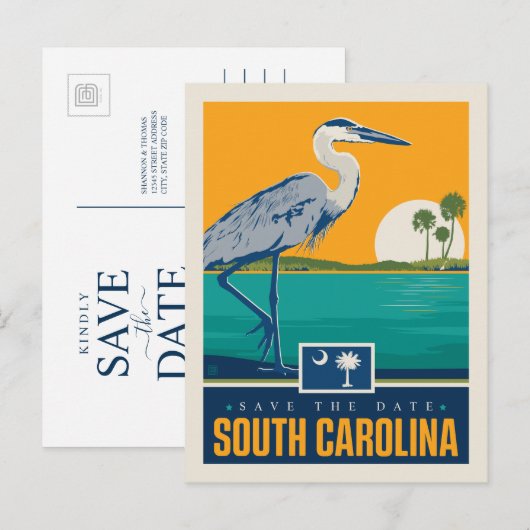 Save the date | South Carolina Uitnodiging Briefkaart (Voorkant / Achterkant)