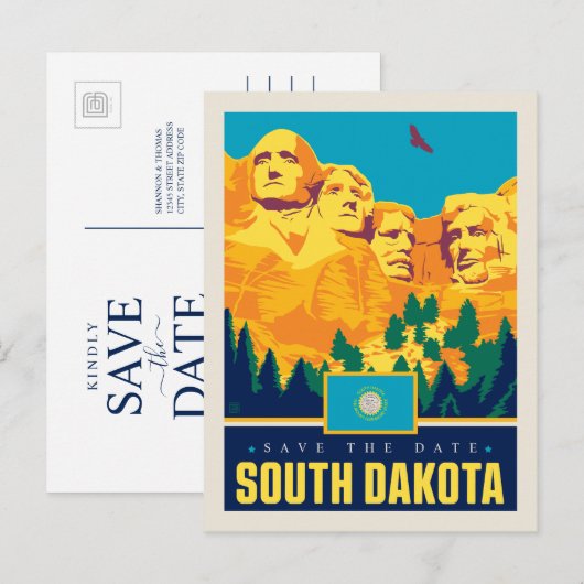 Save the date | South Dakota Uitnodiging Briefkaart (Voorkant / Achterkant)