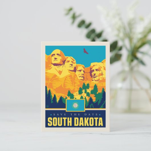 Save the date | South Dakota Uitnodiging Briefkaart (Staand voorkant)