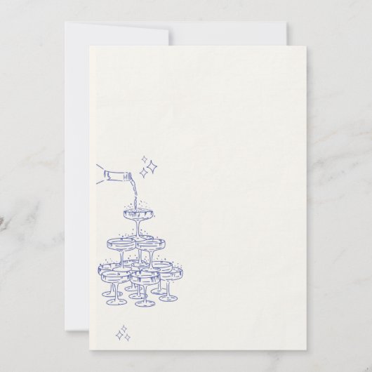 Save the Date: Speelse blauwe viering Kaart (Achterkant)