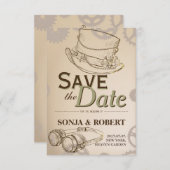 Save the Date - Steampunk Pet en Google (Voorkant / Achterkant)