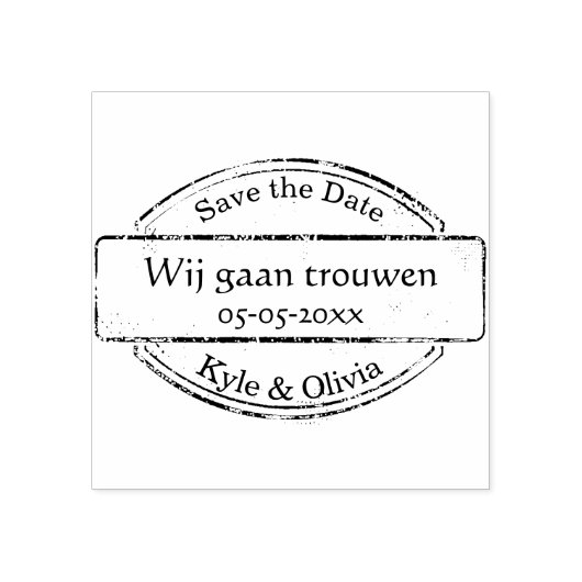 Save the Date stempel met namen en datum (Afrduk)