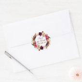 Save the Date Sticker - Bourgogne Bloemen, Veren (Envelop)