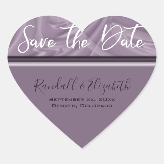 "Save the Date" Stijlvolle tinten van oude lavende Hart Sticker (Voorkant)