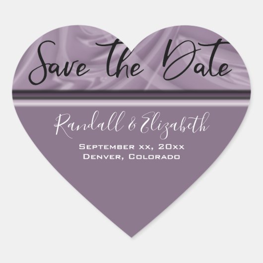 "Save the Date" Stijlvolle tinten van oude lavende Hart Sticker (Voorkant)