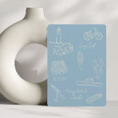 Save The Date stoffige blauwe New England zomer Kaart