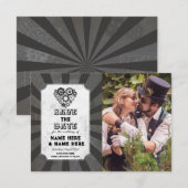 Save The Date Stoomstijl Trouw Hartjes Foto (Voorkant / Achterkant)