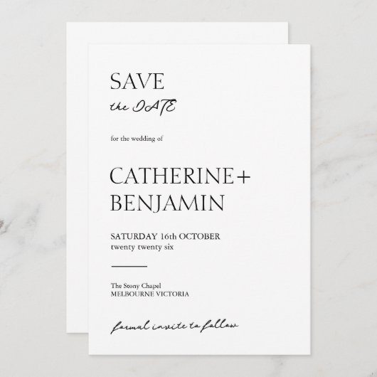 Save the Date straalt tijdloze charme en elegantie (Voorkant / Achterkant)