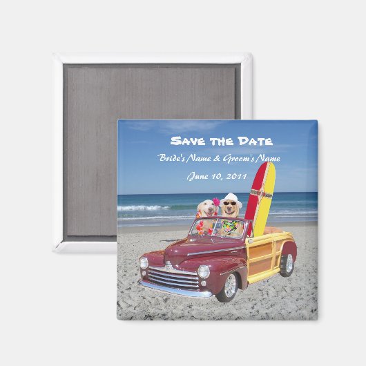 Save the Date - Strand Bruiloft Magneet (Voorkant / Achterkant)