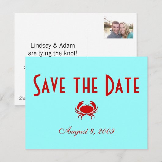 Save the Date - Strand - Gepersonaliseerd Aankondigingskaart (Voorkant / Achterkant)