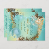 "Save the date" strand thema bruiloft aqua Aankondigingskaart (Voorkant / Achterkant)