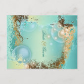 "Save the date" strand thema bruiloft aqua Aankondigingskaart (Achterkant)