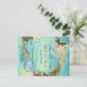 "Save the date" strand thema bruiloft aqua Aankondigingskaart (Staand voorkant)