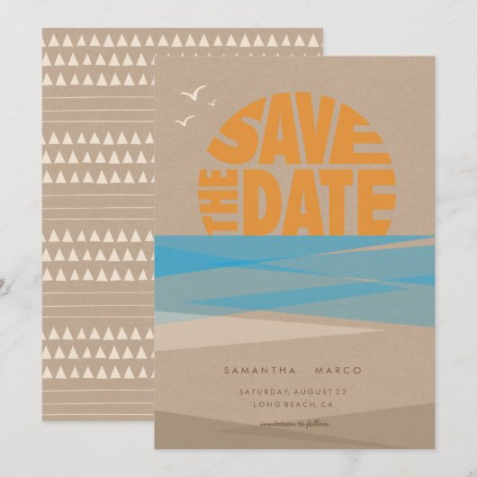 Save the Date, Strandbruiloft Date (Voorkant / Achterkant)