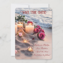Save the Date Strandrozen Kaarsen
