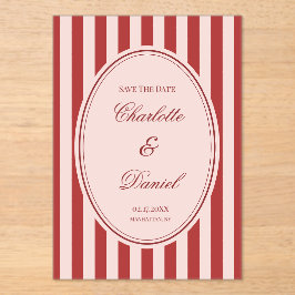 Save the Date Streep Aangepaste Chartreuse Acryl Uitnodigingen