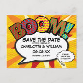 Save the Date Stripboek BOOM Modern Plezier Aankondigingskaart (Voorkant)