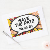 SAVE THE DATE Stripboek Pop Art Speech Bubble Rechthoekige Sticker (Envelop)