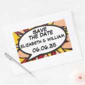 SAVE THE DATE Stripboek Pop Art Speech Bubble Rechthoekige Sticker (Envelop)