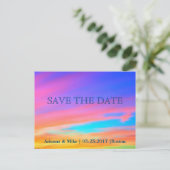 Save the date | Sunset Briefkaart Announcement Kaa (Staand voorkant)