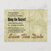 Save the Date SURPRISE 50th Birthday A002 GOLD Aankondigingskaart (Achterkant)