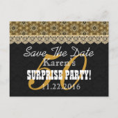 Save the Date SURPRISE 50th Birthday V002B GOUD Aankondigingskaart (Voorkant)
