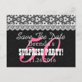 Save the Date SURPRISE 50th Birthday V010B ZWART Aankondigingskaart (Voorkant)
