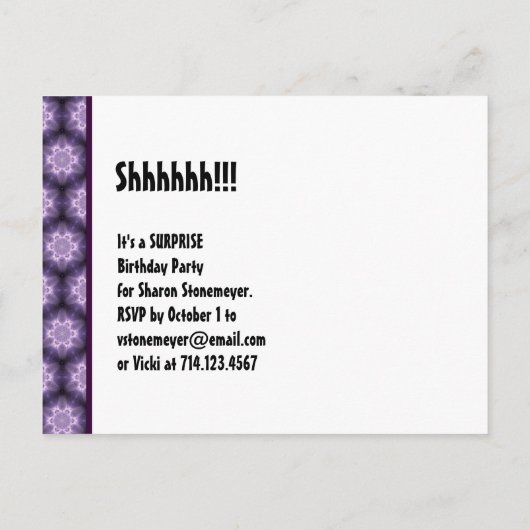 Save the Date Surprise 50th Modern Paarse Zwart 04 Aankondigingskaart (Achterkant)