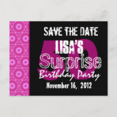 Save the Date Surprise 50th Party Roze V451 Aankondigingskaart (Voorkant)