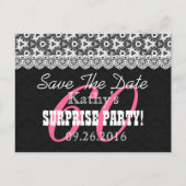 Save the Date SURPRISE 60th Birthday V010C ZWART Aankondigingskaart (Voorkant)