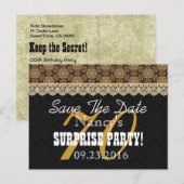Save the Date SURPRISE 70th Birthday N02C GOLD Aankondigingskaart (Voorkant / Achterkant)