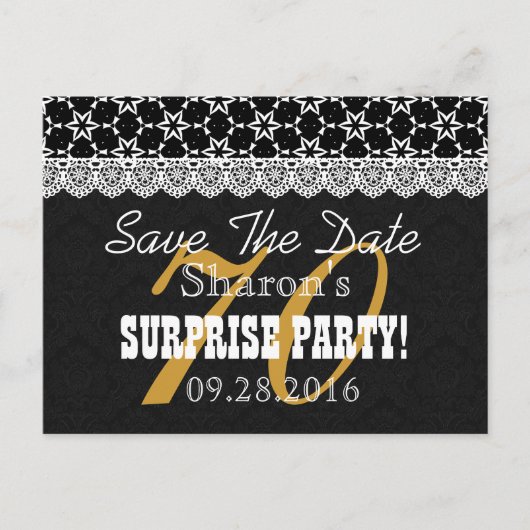 Save the Date SURPRISE 70th Birthday P03C Aankondigingskaart (Voorkant)