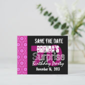 Save the Date Surprise 70th Party Roze W1750 Aankondigingskaart (Staand voorkant)