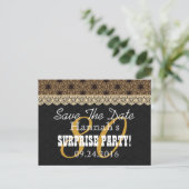 Save the Date SURPRISE 80th Birthday N03C GOLD Aankondigingskaart (Staand voorkant)