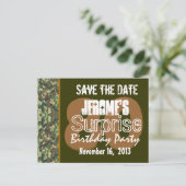 Save the Date Surprise 80th Party CAMO V02 Aankondigingskaart (Staand voorkant)
