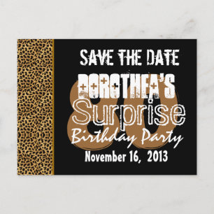 Save the Date Surprise 80th Party LEOPARD V01 Aankondigingskaart