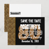 Save the Date Surprise 80th Party LEOPARD V01 Aankondigingskaart (Voorkant / Achterkant)