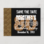 Save the Date Surprise 80th Party LEOPARD V01 Aankondigingskaart (Voorkant)