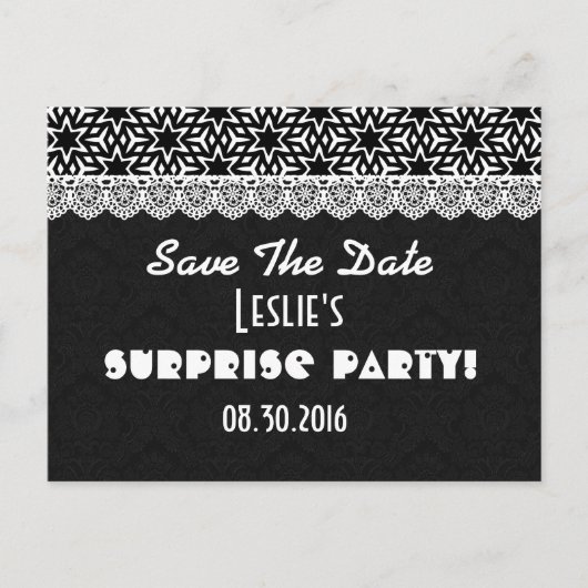 Save the Date SURPRISE Elk jaar Verjaardag V003D1 Aankondigingskaart (Voorkant)