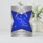 Save The Date Sweet 16 Blauwe Zilveren Tiara (Staand voorkant)