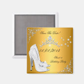 Save the Date Sweet 16 Gouden Hoge Hakken Schoenen Magneet (Voorkant / Achterkant)