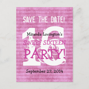 Save the Date Sweet 16 Verjaardagsfeest V01 Aankondigingskaart