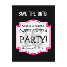 Save the Date Sweet 16 Verjaardagsfeestje A01 ROZE
