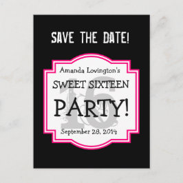 Save the Date Sweet 16 Verjaardagsfeestje A01 ROZE Aankondigingskaart