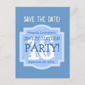 Save the Date Sweet 16 Verjaardagsfeestje V005 BLA Aankondigingskaart (Voorkant)