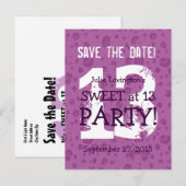 Save the Date Sweet op 13 Verjaardagsfeest V03B1 Aankondigingskaart (Voorkant / Achterkant)