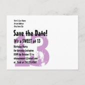 Save the Date Sweet op 13 Verjaardagsfeest V03B1 Aankondigingskaart (Achterkant)