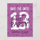 Save the Date Sweet op 13 Verjaardagsfeest V03B1 Aankondigingskaart (Voorkant)