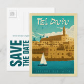 Save the date | Tel Aviv, Israël Aankondigingskaart (Voorkant / Achterkant)